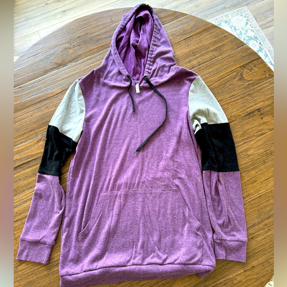 Purple Color Block Hoodie medium